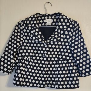 Charles Gray London polka dot blazer with 3/4 sleeves & peplum detail